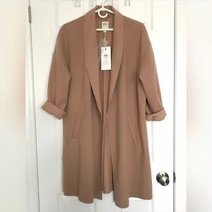 NWT ONLY Trench Coat Jacket With Pockets XL Taupe Brown Super Soft Fleece